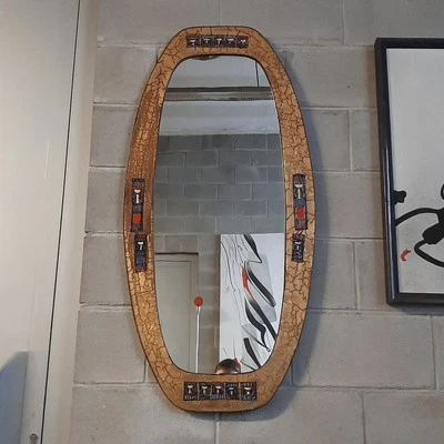 Mirror Oval Siva Poggibonsi Metal Enamelled Fire Design Modernist 1950 - Image 1 of 4
