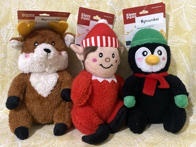 ZippyPaws 3-Pack Holiday CHEEKY CHUMZ ELF, PENGUIN, MOOSE Dog Toy -FREE SHIPPING - Image 1 of 4