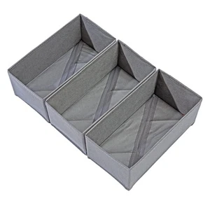 Socks Drawer Organizer Set of 3 Pack Grey, Underwear Dividers, Closet Cabinet... - Picture 1 of 8