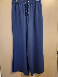 Michael Kors Palazzo Anzughose weites Bein dunkelblau Beinschlitz am Knöchel L - Bild 1 von 6