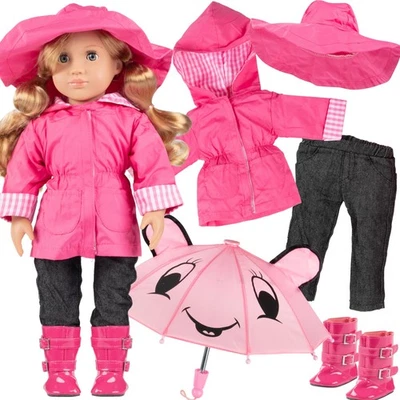 Conjunto de 6 piezas de muñeca de día lluvioso para paraguas impermeable de 18" American Girl Dolls B... Foto 1 de 4