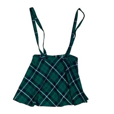 Royal Bones Mujer Mediana Verde Cuadros Mini Falda Tirantes Gótico Grunge Punk Foto 1 de 4