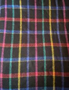 Black, Pink, Yellow, Green, Blue Plaid Wool Fabric Remnant - 4 yds x 60" - Picture 1 of 5