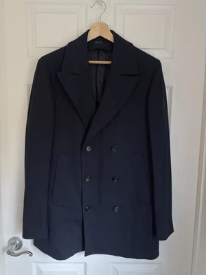 Z Zegna черный шерсти двубортный пальто мужской размер 50 - читать описание - Изображение 1 из 4