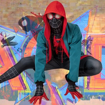 Spider-Man Miles Morales Disfraz Juegos con disfraces Conjunto completo Medias Sudadera con capucha Regalo de Halloween Foto 1 de 4