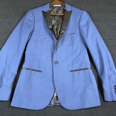 Chaqueta de cena de esmoquin de cachemira y gris para hombre, azul cobalto/negro, ver fotos para la talla Foto 1 de 4