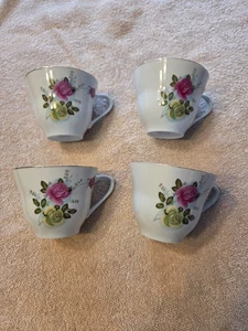 Rosenmuster Porzellan Teetassen Goldrand 4er Set - Bild 1 von 7