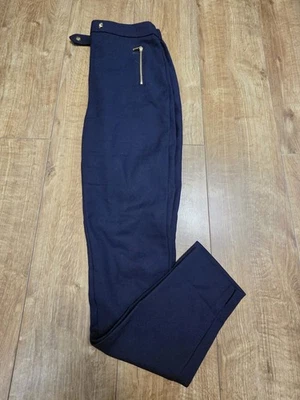 Próximo Pantalón Ajustado Mujer Azul Dorado Cremalleras Inteligente Cintura Elástica Reino Unido 10 XL Usado Foto 1 de 4