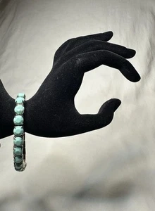 Vintage Armband aquablau facettierter Stein silberfarben - Bild 1 von 6