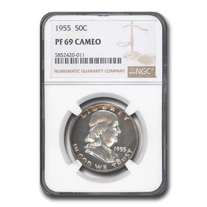 1955 Franklin Half Dollar PF-69 Cameo NGC - Picture 1 of 3