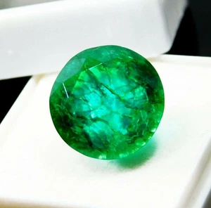 7.23 Carat Natural Green Colombian Emerald Round Cut Loose Gemstone - Picture 1 of 7