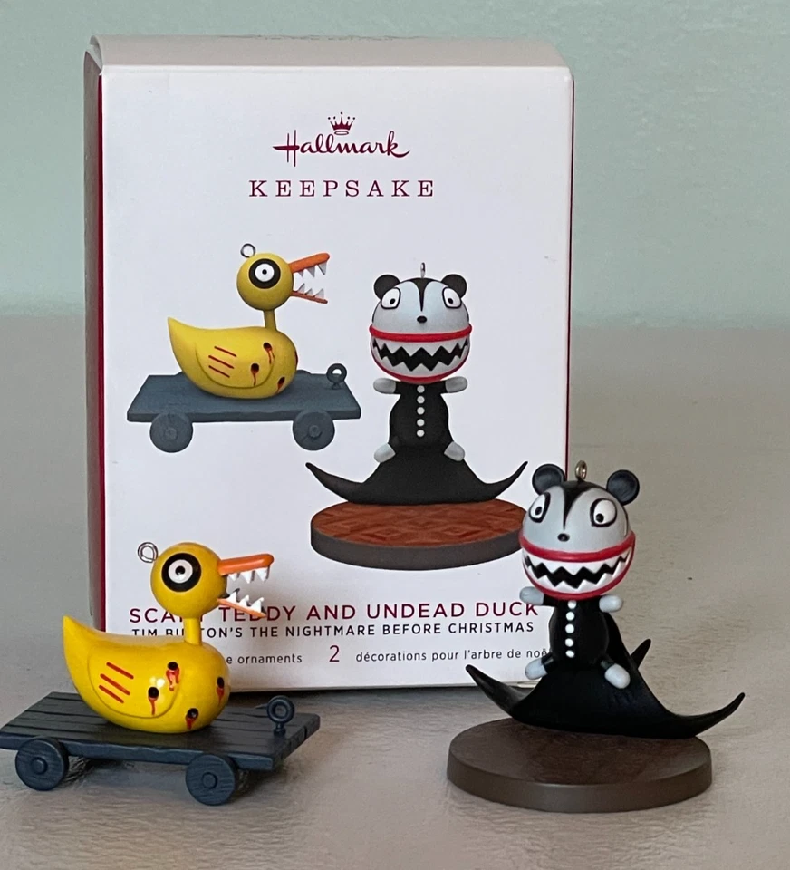 2019 Hallmark Keepsake Scary Teddy and Undead Duck Limited Edition Ornament