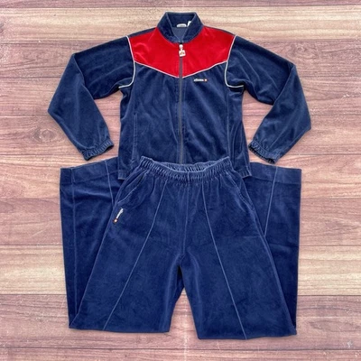 Conjunto de chándal vintage de terciopelo Ellesse de los 90 chaqueta con cremallera completa + pantalones para mujer pequeño Foto 1 de 4