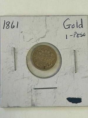1861 Золотой 1 песо Республика Де Чили редкая дата - Изображение 1 из 2