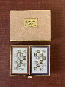 Carte da gioco vintage Congresso doppio mazzo made in USA VELVET BOX telefoni sigillati - Foto 1 di 8