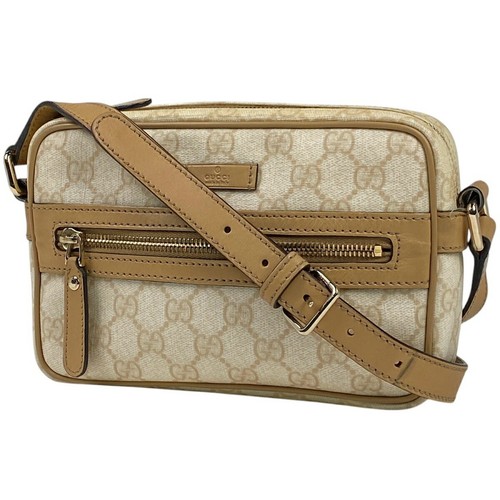 Borsa a tracolla Gucci modello Gg rivestita in tela bianca beige 201447 donna U