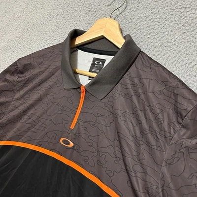 Camisa Polo Oakley Hombre XL Gris Camuflaje 1/4 Cremallera Rendimiento Elastizada Calce Regular Foto 1 de 4