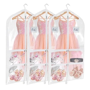 Clear PVC Dance Costume Bags (3 Pack) Garment Bag 40 Inch for Dance Competiti... - Picture 1 of 6