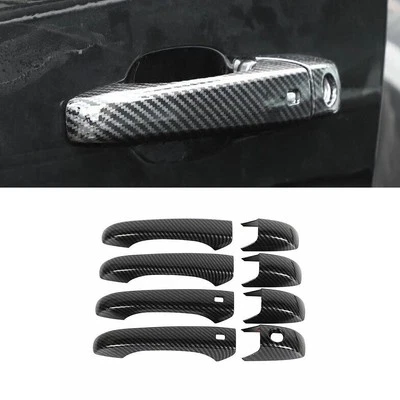 For Jeep Grand Cherokee 11-20 Carbon Fiber Side Door Handles Cover Trim Decor 8X Foto 1 de 4