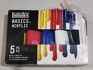 Liquitex BASICS Acrylic Primary Colors Set of 5 75ml Tubes New DAMAGED BOX - Picture 1 of 5