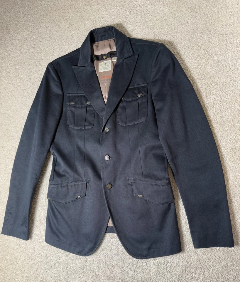 Blazer Diesel Psychotech Para Hombres 38 Azul Marino Buceo y Rollo 4 Bolsillos Utilitario Hecho en Italia Foto 1 de 4