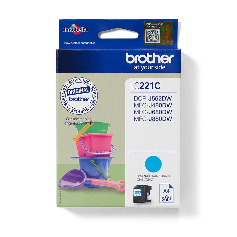 Brother LC221C cartouche d'encre Cyan authentique (TVA incluse) - Photo 1/1