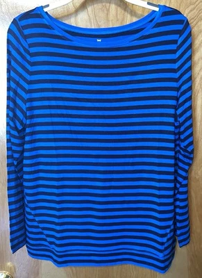 Talbots navy blue/royal blue long sleeve scoop neck knit top Size Large - Image 1 of 4