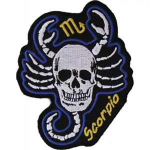 Skorpionschild Schütze bestickt Patch Skelett Horror astrologisches Design - Bild 1 von 3