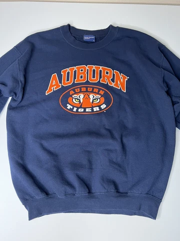 Vintage Auburn Tigers College Football Large Sweatshirt Blue Crewneck USA Made Cover