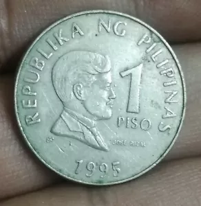 1995 Philippines 1 Piso Copper Nickel Coin 24 mm Good grade KM#269 Lot #1 - Picture 1 of 2
