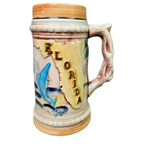 Taza vintage FLORIDA en relieve Stein Flamingo & Marlin hecha en Japón - Imagen 1 de 10