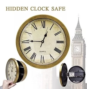 10 Inch Wall Clock with Hidden Safe Vintage Silent Non Ticking Battery Operat... - Picture 1 of 5