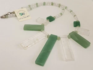 UNIKAT Edelsteine Kette Collier "Cleopatra" Aventurin Bergkristall Silberverschl - Bild 1 von 5