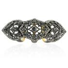 2.16Ct Black Diamond Knuckle Ring 925 Starling Silver Jewelry