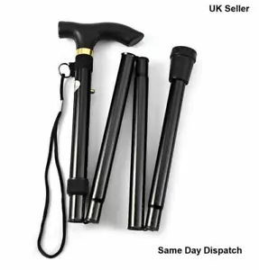Easy Folding Lightweight Walking Stick Height Adjustable Aluminium Metal Cane - Picture 1 of 7
