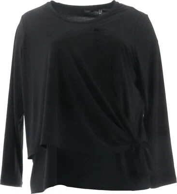 Top Dennis Basso Caviar Crepe Cintura Corbata Negro 2X Nuevo sin Etiquetas (785) Foto 1 de 4