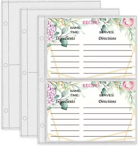 Protectores de página de tarjetas de recetas, mini fundas para tarjetas de recetas para encuadernación de 3 anillos de 8,5 X 9,5 - Imagen 1 de 12