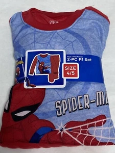 SPIDER-MAN Size 4/5 MARVEL Flannel Pajamas Sleepwear Boys Superhero Red/Blue - Picture 1 of 4