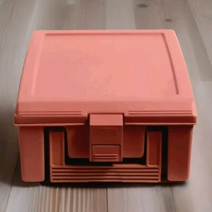 Rubbermaid PINK Media Storage Box 1980s 90s RARE Carry Case Divider VTG Recipe - Picture 1 of 14