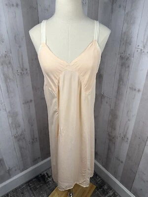 Art Deco 1920s Vintage Slip Soft Peach Rayon Dress Size S/M WOUNDED - Image 1 of 4