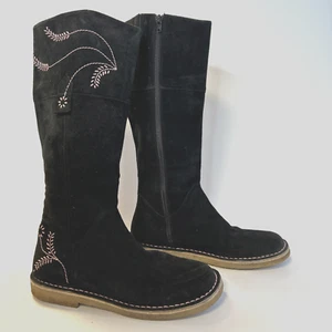 Nine West Womens Boots Black Pink Embroidered Pattern Knee High Suede UK 7 (41) - Picture 1 of 24