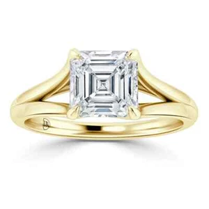 5 carat lab grown diamond ring Asscher cut engagement wedding anniversary ring - Picture 1 of 6