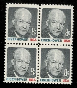 US. 1394. 8c. Dwight David Eisenhower. Block of 4. MNH. 1971 - Picture 1 of 1