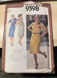 De colección. Vestido Simplicity 9398 Miss 1980 talla 12 envuelto en la parte delantera patrón de costura sin cortar - Imagen 1 de 3