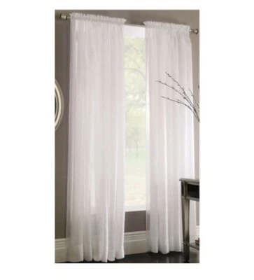 Style Selections Chloe 84-in White Polyester Sheer Single Curtain Panel - Image 1 of 4