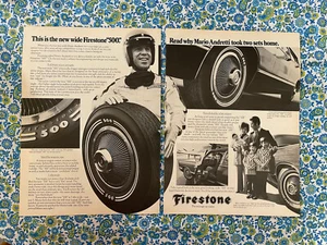 Vintage 1970 Firestone 500 Tires Print Ad Mario Andretti With Family Ad Only - Imagen 1 de 9