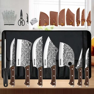 Stainless Steel Asian Kitchen Knife Butcher Chef Damascus Cleaver Chopping Meat - Picture 1 of 31