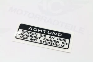 Honda TL MR MT 125 250 Elsinore Tankaufkleber Warnhinweis Deutsch Schwarz - Picture 1 of 1