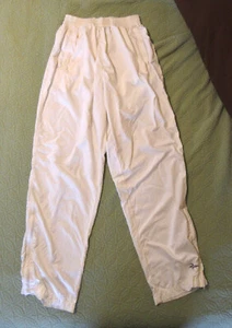 Pantalones deportivos cortavientos vintage REEBOK para mujer marfil crema sensación satinada calentamiento M - Imagen 1 de 9
