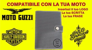Porta libretto documenti da personalizzare 3 pelle auto moto scouter harle guzzi - Picture 1 of 1
